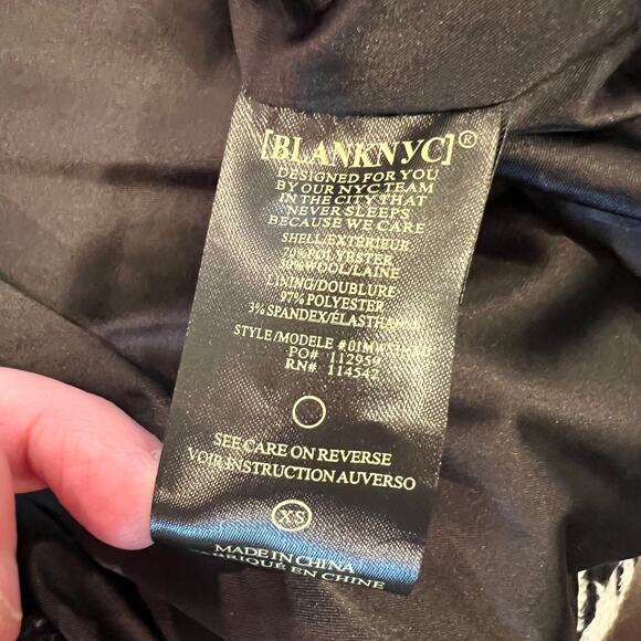 NEW Blank NYC Black White Checkered Your Own Beat Jacket Coat Size X-Small - Picture 11 of 14